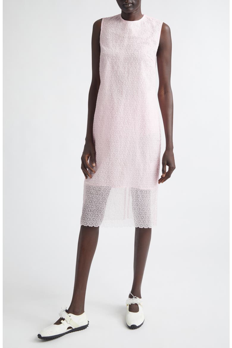 Devin Windflower Embroidered Organza Sheath Dress, Main, color, BLUSH PINK