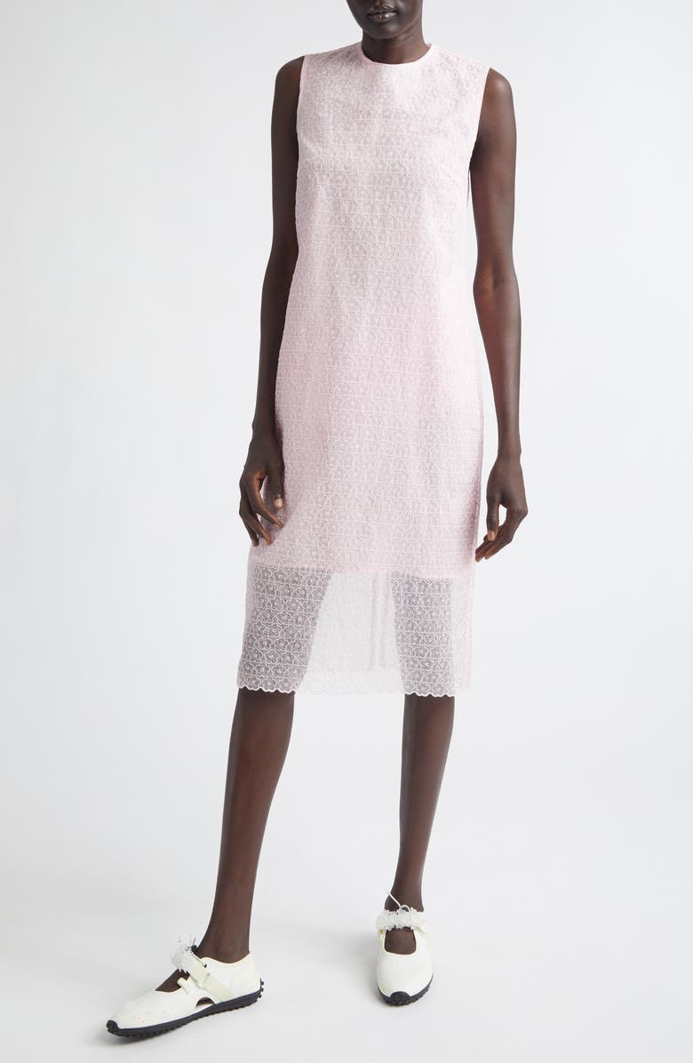 Cecilie Bahnsen Devin Windflower Embroidered Organza Sheath Dress, Main, color, Blush Pink