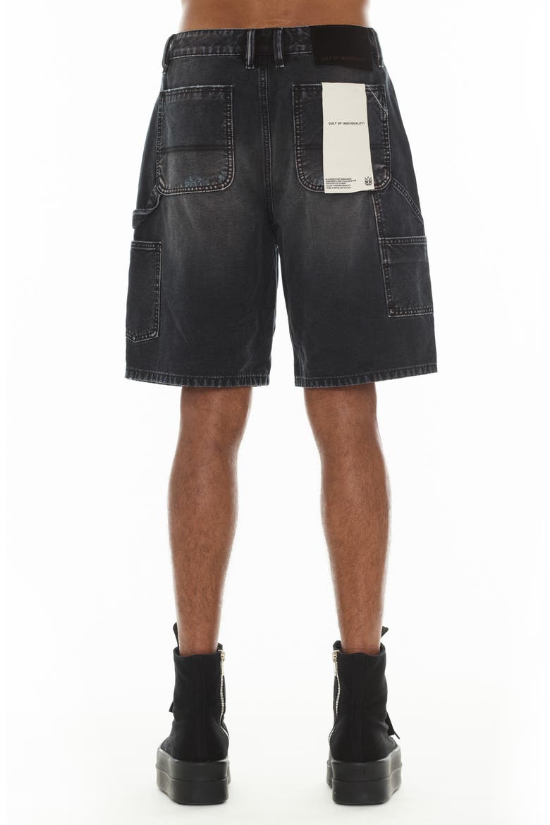 Grunge Carpenter Denim Shorts, Alternate, color, BLACK CANVAS