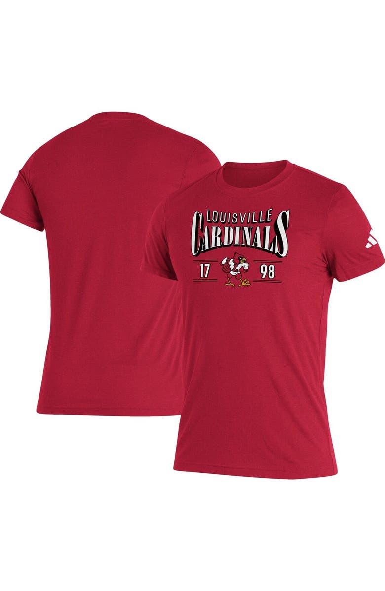 adidas Men's adidas Red Louisville Cardinals Along The Shadow Tri-Blend T-Shirt, Main, color, 