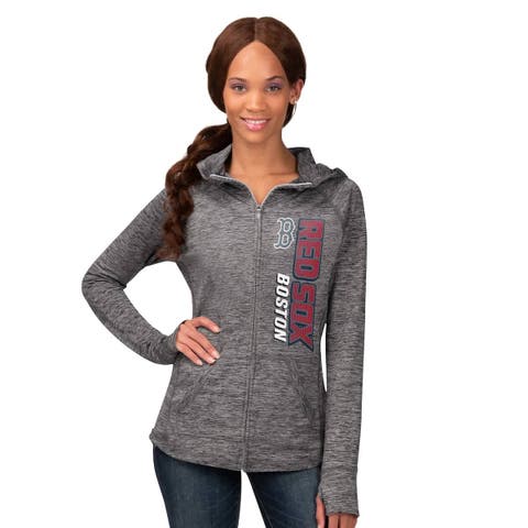 Women's G-III 4Her by Carl Banks  Heather Gray Boston Red Sox Defender Space Dye Raglan Full-Zip Hoodie