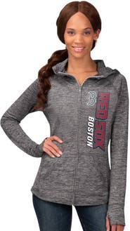 G-III 4HER BY CARL BANKS Women's G-III 4Her by Carl Banks  Heather Gray Boston Red Sox Defender Space Dye Raglan Full-Zip Hoodie