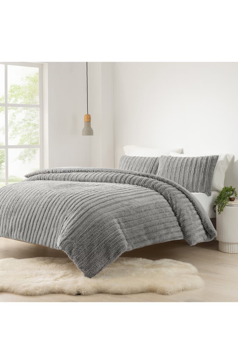 UGG<sup>®</sup> Kenzie King Line Textured Plush Comforter & Sham Set, Alternate, color,
