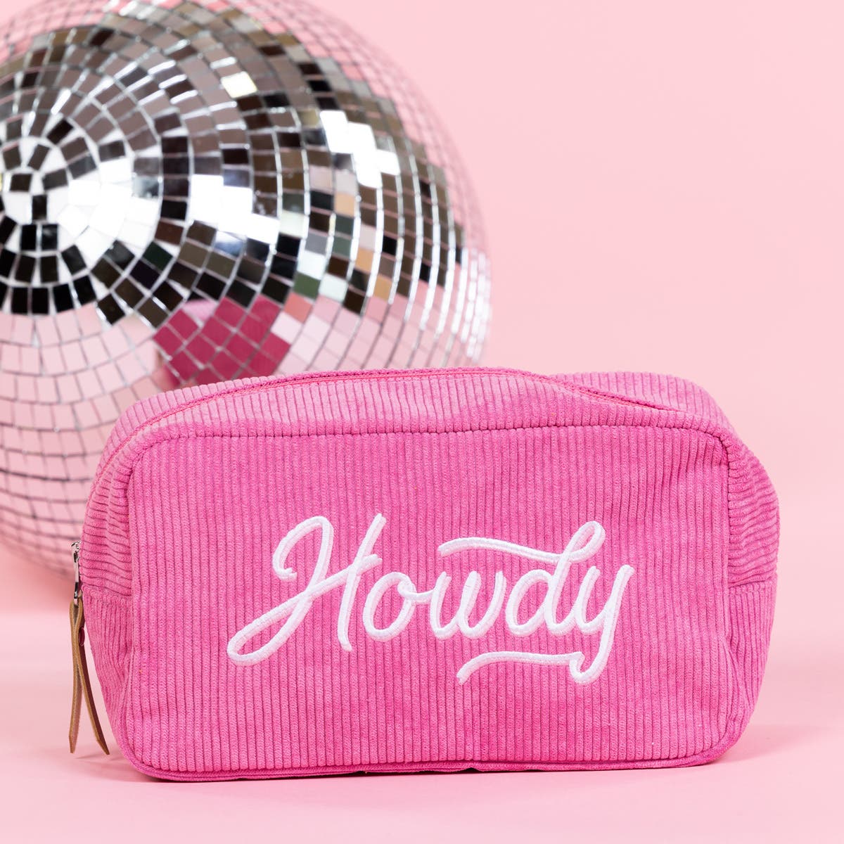 Howdy Corduroy Cosmetic Bag Polyester Pink, Alternate, color, Pink