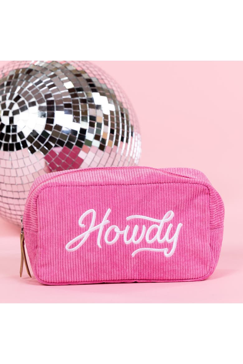 Howdy Corduroy Cosmetic Bag Polyester Pink, Alternate, color, Pink