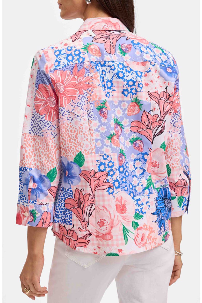 June Mixed Print Cotton Button-Up Shirt, Alternate, color, BLUE/ PINK