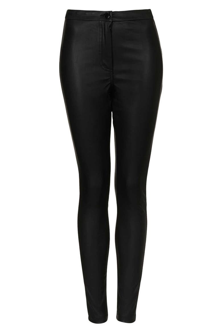 'Debbie' High Waist Faux Leather Pants, Alternate, color, BLACK