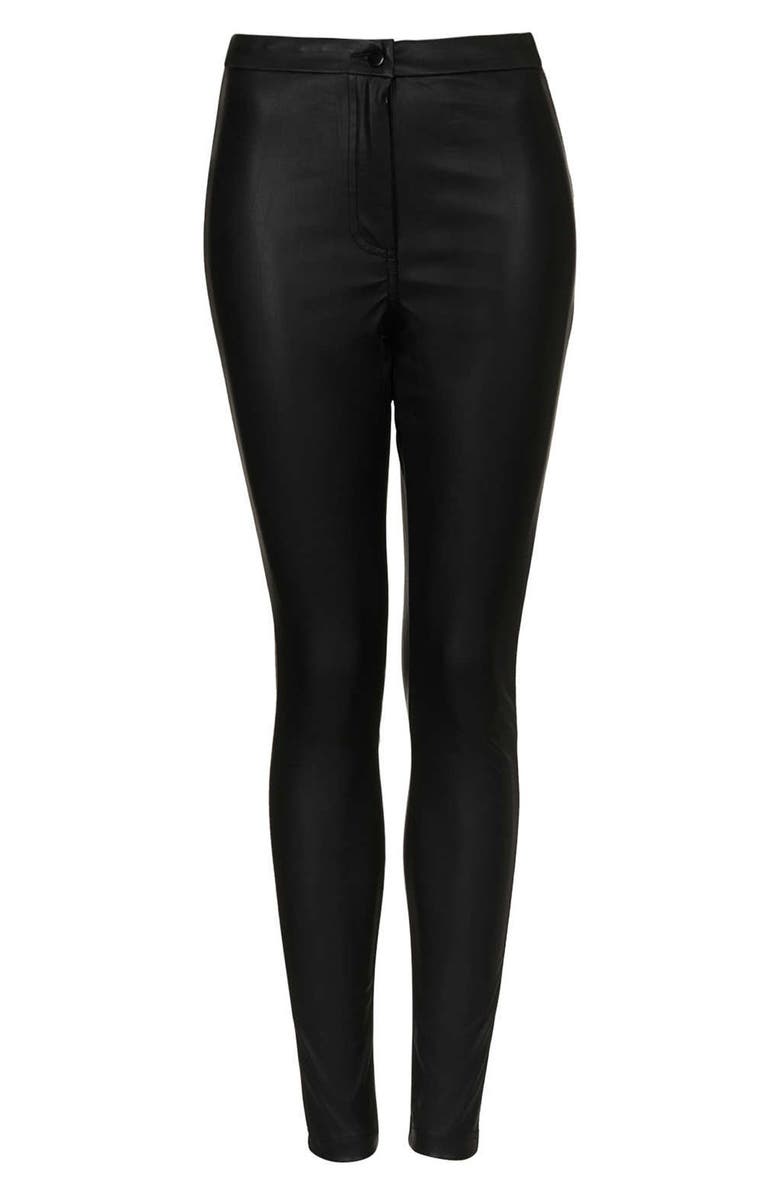 Topshop 'Debbie' High Waist Faux Leather Pants, Alternate, color, 