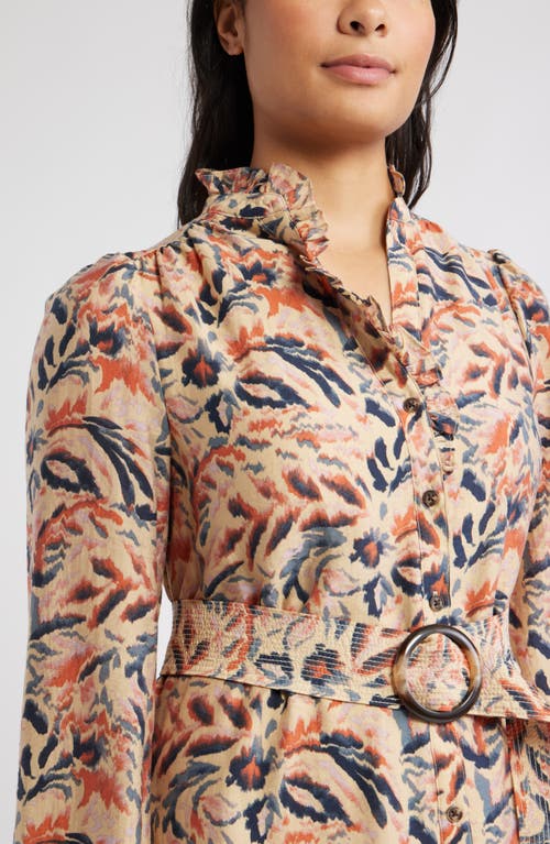 Caslonr Caslon(r) Ruffle Belted Long Sleeve Maxi Dress In Multi