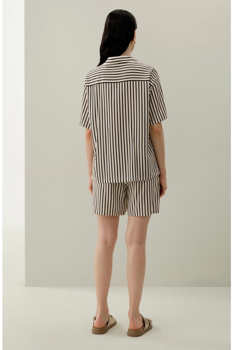 Women's Striped Silk Cuban Collar Shirt, Alternate, color, Ink Stripe