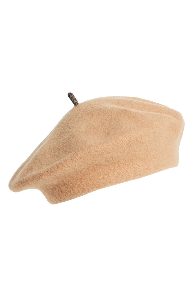 Brunello Cucinelli Monili Detail Virgin Wool Beret, Main, color, 