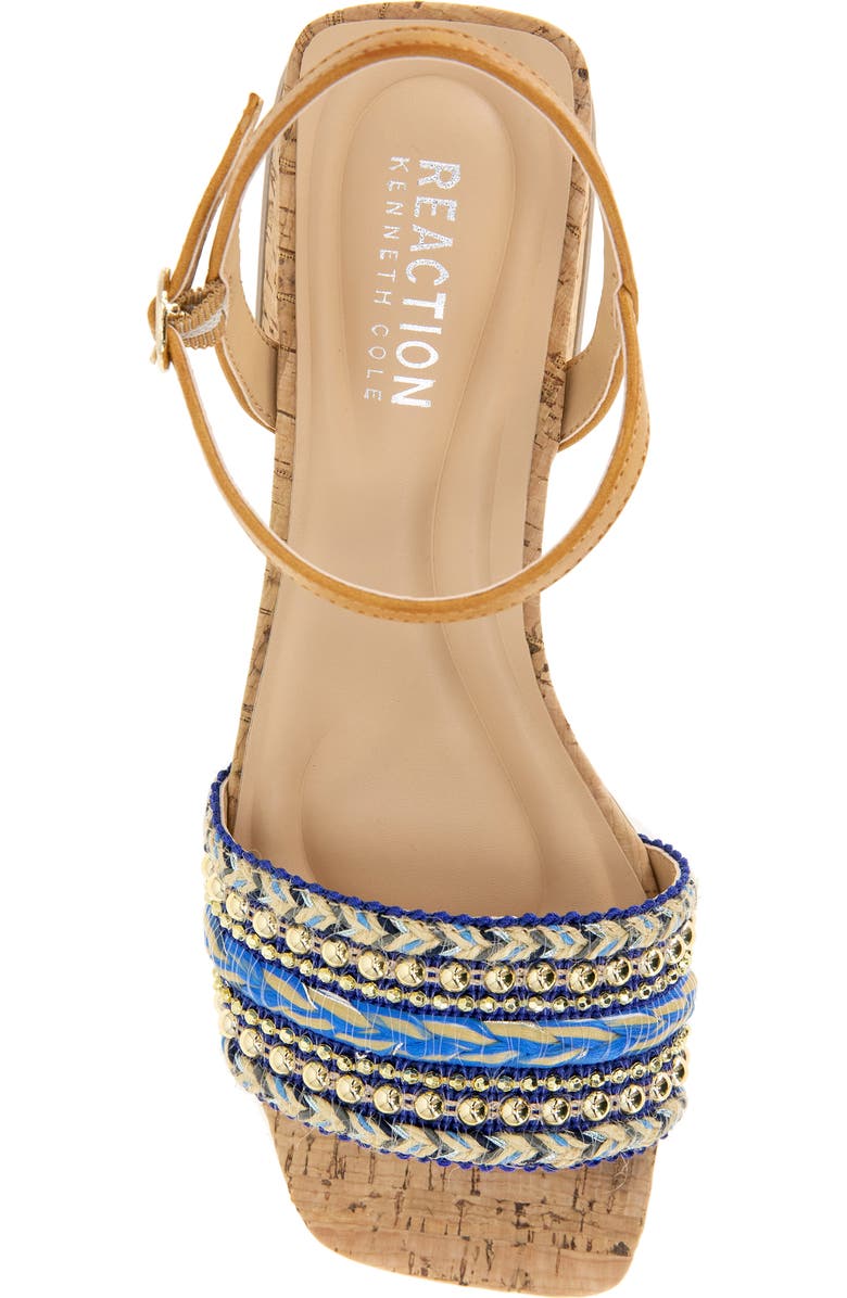 Reaction Kenneth Cole Buena Block Heel Sandal, Alternate, color, Blue Fabric