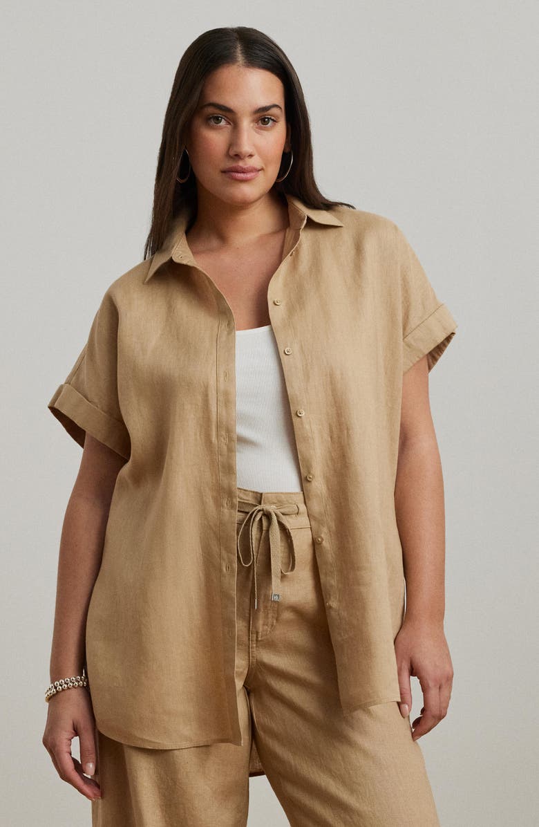 Lauren Ralph Lauren Relaxed Fit Linen Button-Up Shirt, Alternate, color, 