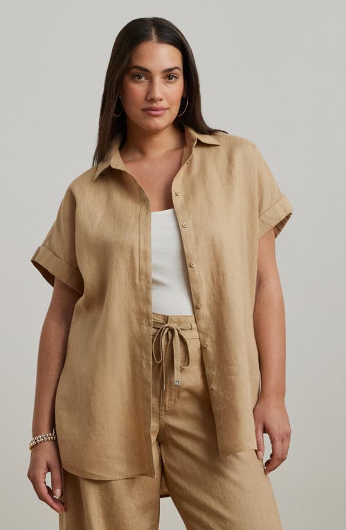RALPH LAUREN LAUREN RALPH LAUREN RELAXED FIT SHORT SLEEVE LINEN BUTTON-UP SHIRT