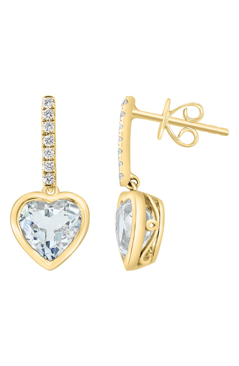 EFFY Diamond & White Topaz Heart Drop Earrings - 0.14ct., Alternate, color, Gold