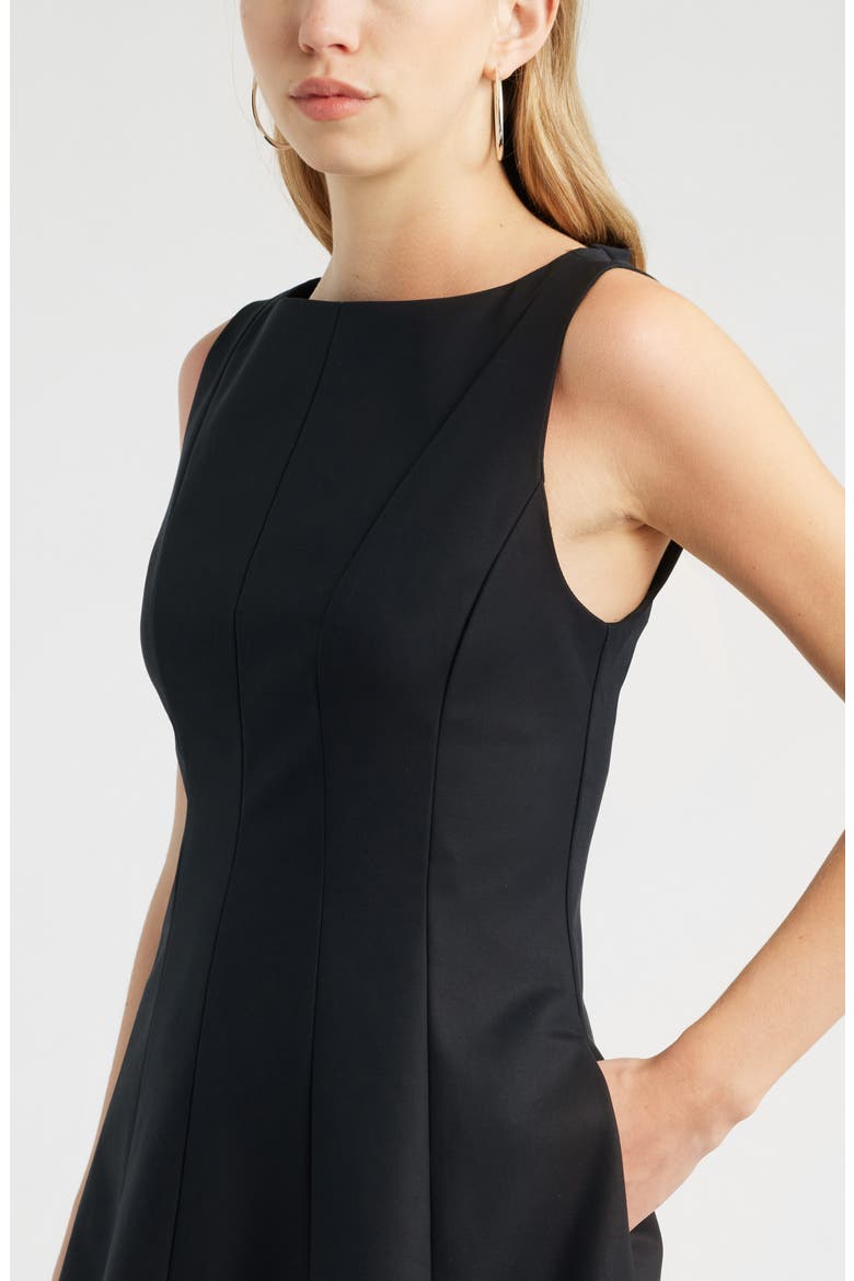 Seamed Fit & Flare Minidress, Alternate, color, BLACK