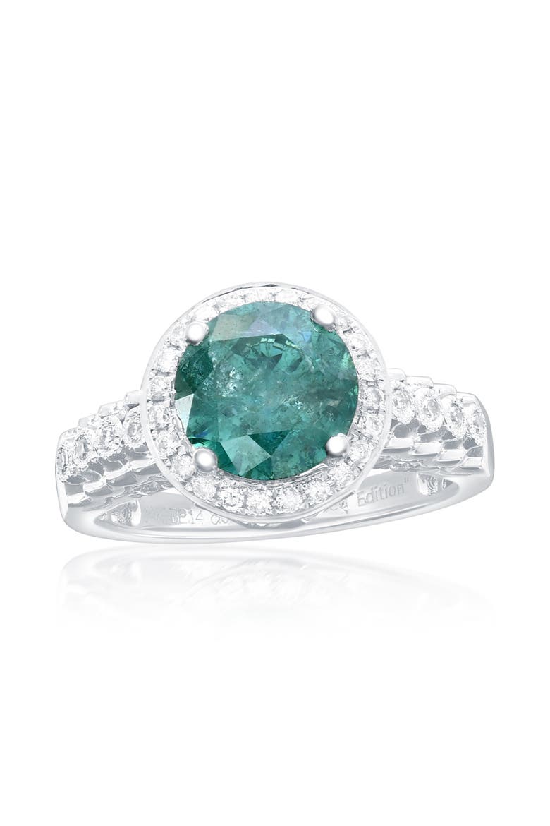 14K White Gold 2.14ct Blue Diamond & 0.35cttw Diamond Ring, Main, color, White Gold