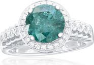 SOUZANA by Suzy Levian 14K White Gold 2.14ct Blue Diamond & 0.35cttw Diamond Ring