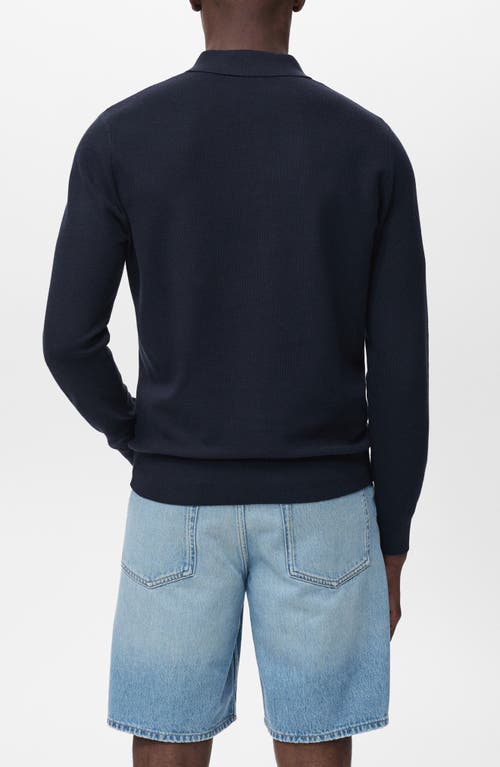 Mango Men's Micro-structured Cotton Polo Shirt In Blue