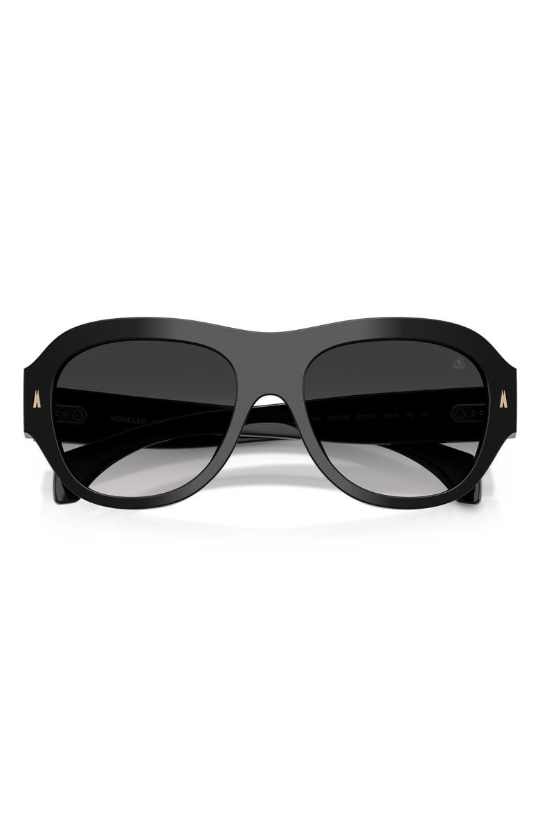Moncler Elevane 56mm Irregular Sunglasses, Alternate, color, Black / Dark Gradient Grey