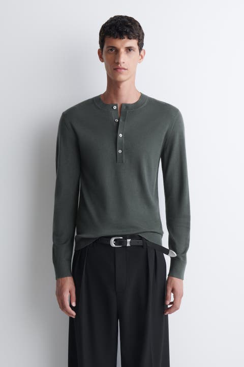 Slim Merino Wool Henley Top