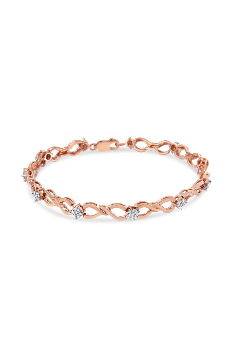 Haus of Brilliance 10K Rose Gold 1/2 cttw Diamond Cluster and Infinity Weave Link Bracelet, Alternate, color, Pink