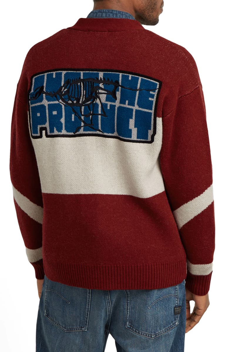 G-STAR Wool Blend Graphic Cardigan, Alternate, color,