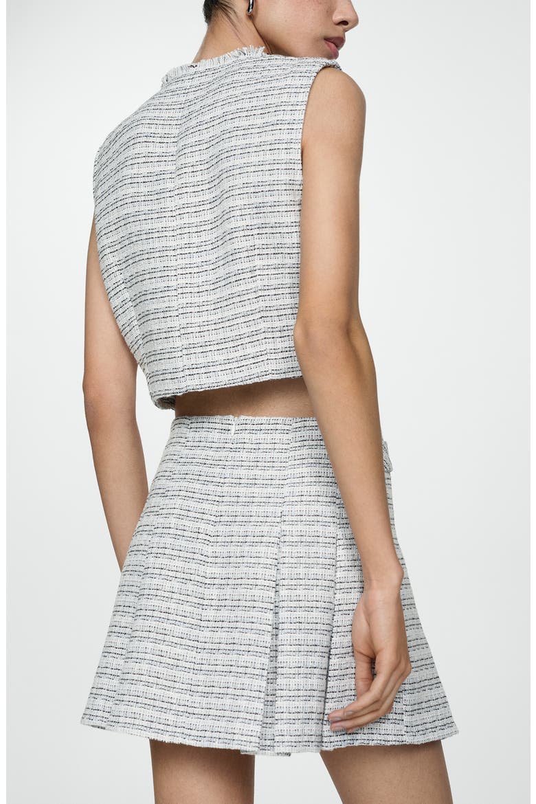 Button Tab Tweed Miniskirt, Alternate, color, BLUE