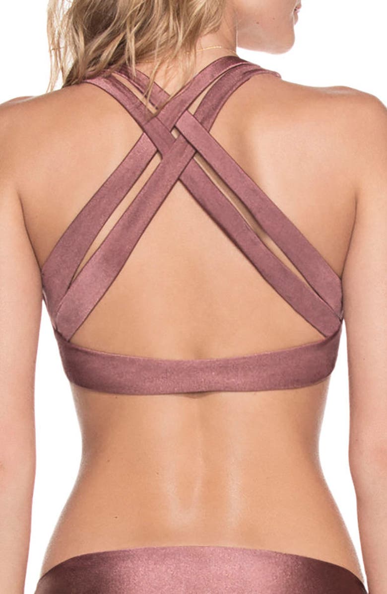 Maaji Shimmering Cognac Reversible Bikini Top, Alternate, color,