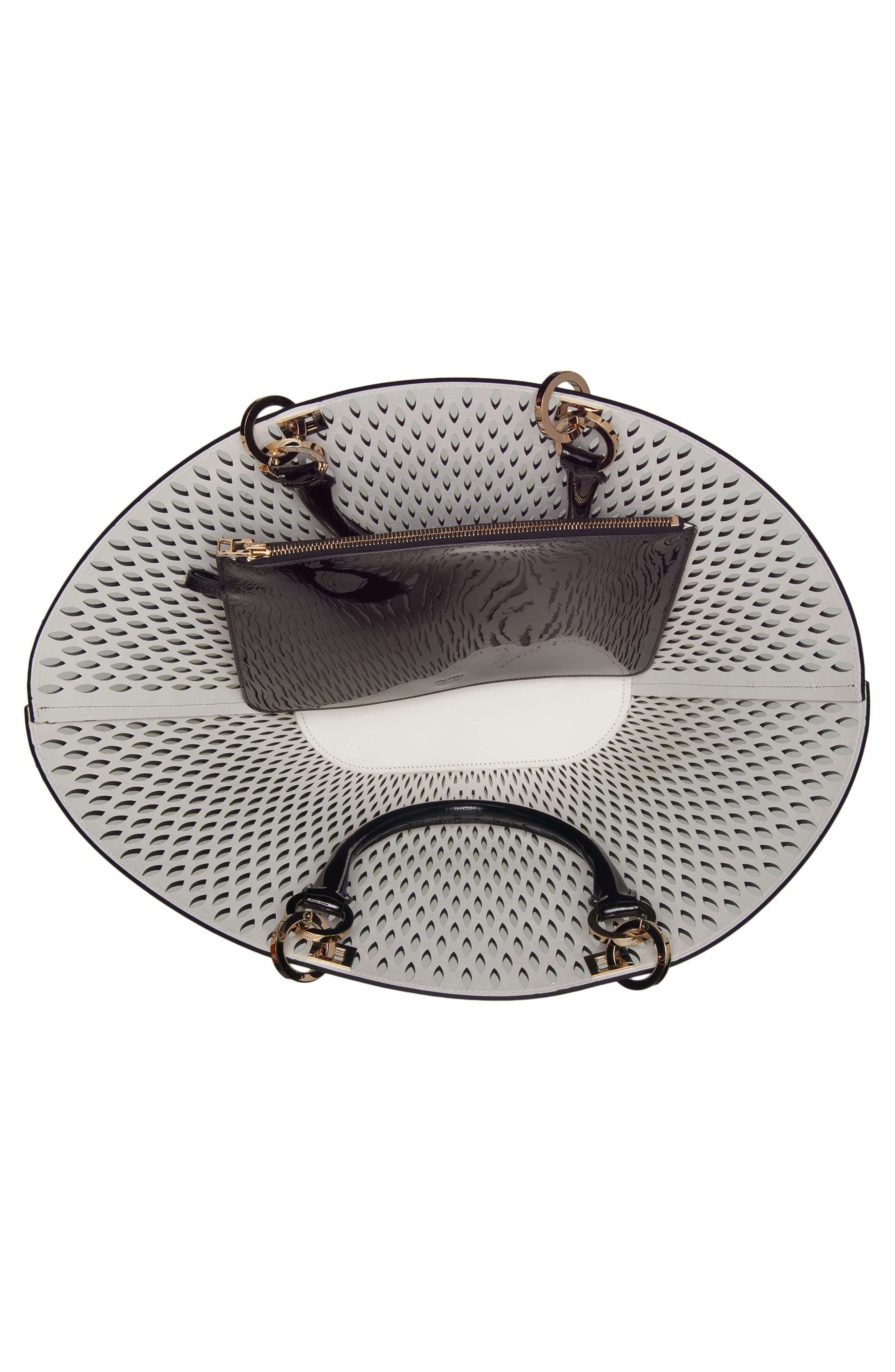 TOM FORD Medium Cutout Patent Leather Panier Tote, Alternate, color, Black