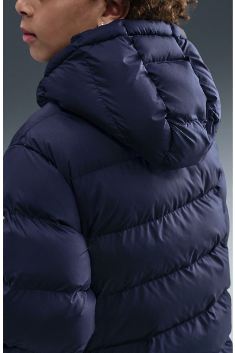 Kids' Sportswear All Day Therma-FIT Quilted Hooded Puffer Jacket, Alternate, color, MIDNIGHT NAVY/ WHITE