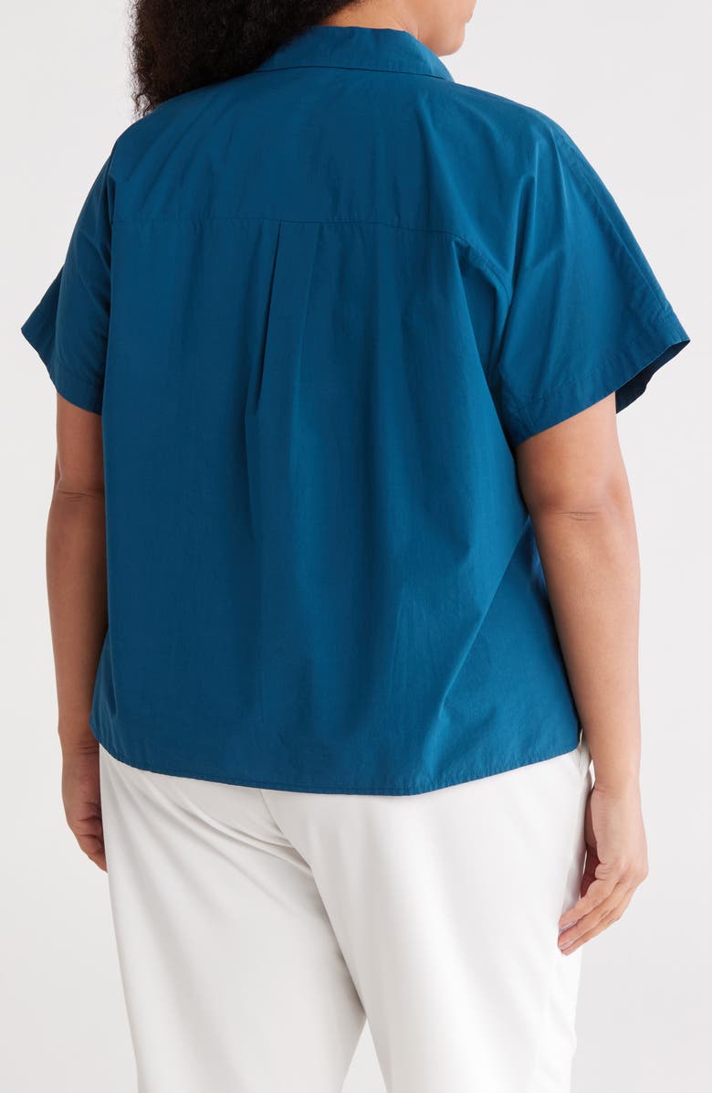 Eileen Fisher Short Sleeve Organic Cotton Button-Up Shirt, Alternate, color, 