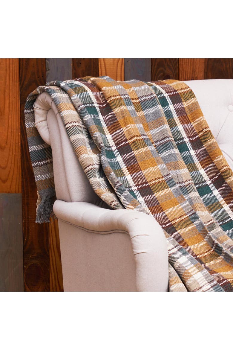 Aspen Plaid 100% Cotton Accent Throw Blanket 50" x 60", Alternate, color, Brown