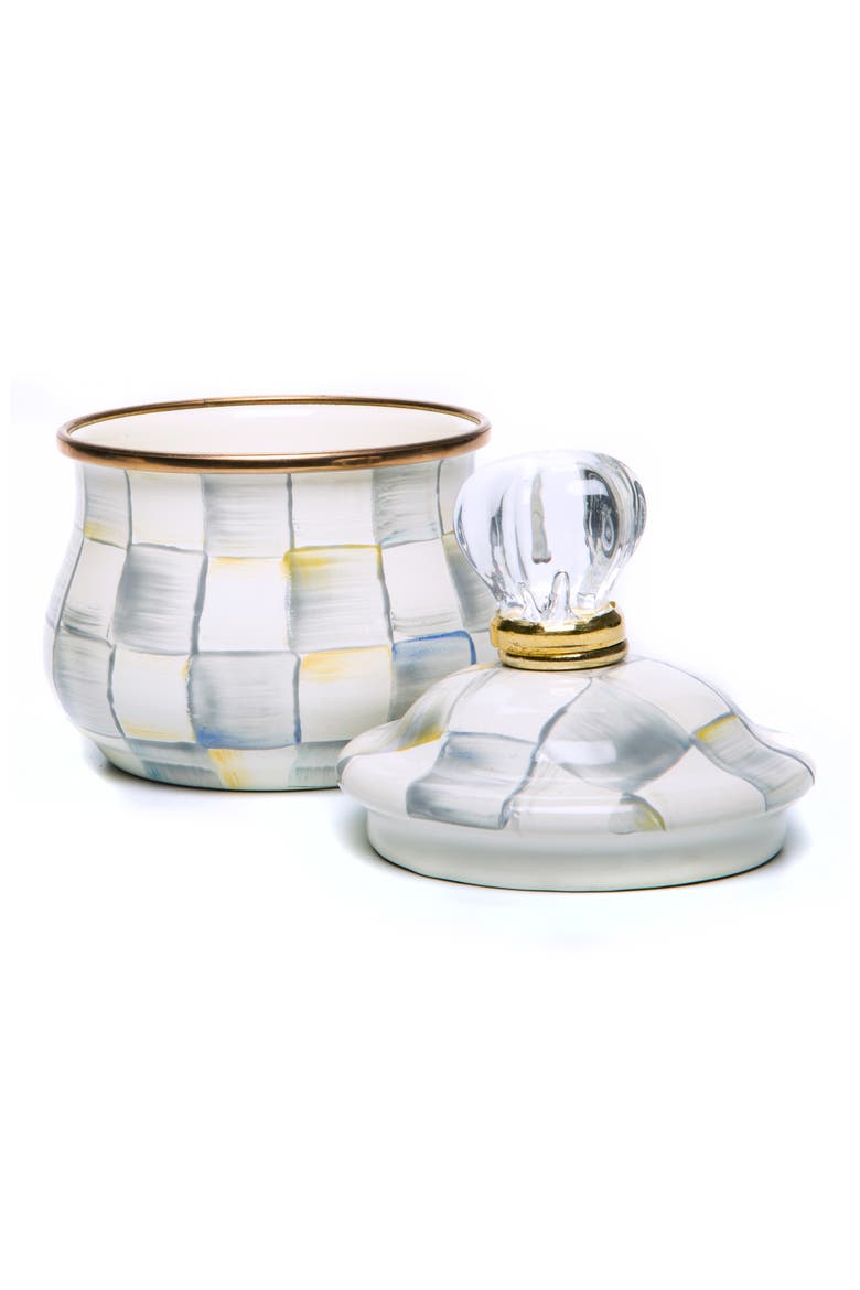 Sterling Check Lidded Sugar Bowl, Alternate, color, GREY/ WHITE