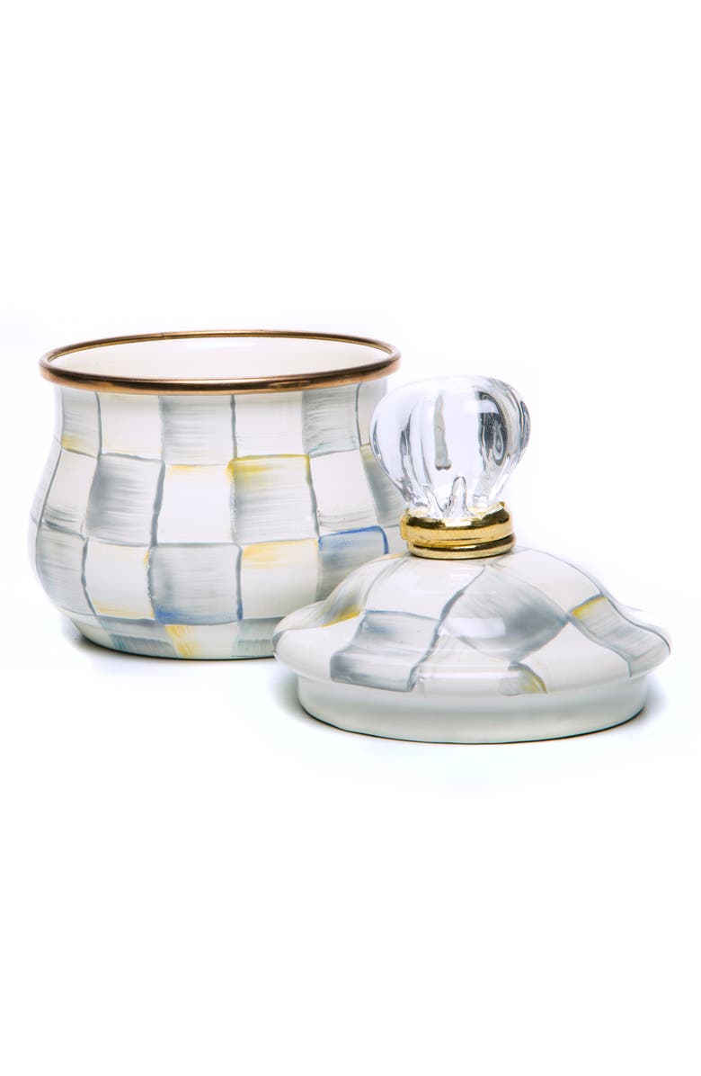 MACKENZIE CHILDS Sterling Check Lidded Sugar Bowl, Alternate, color, Grey/ White