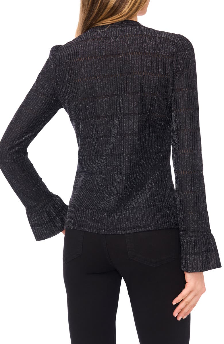 CeCe Metallic Rib Cardigan, Alternate, color, Rich Black