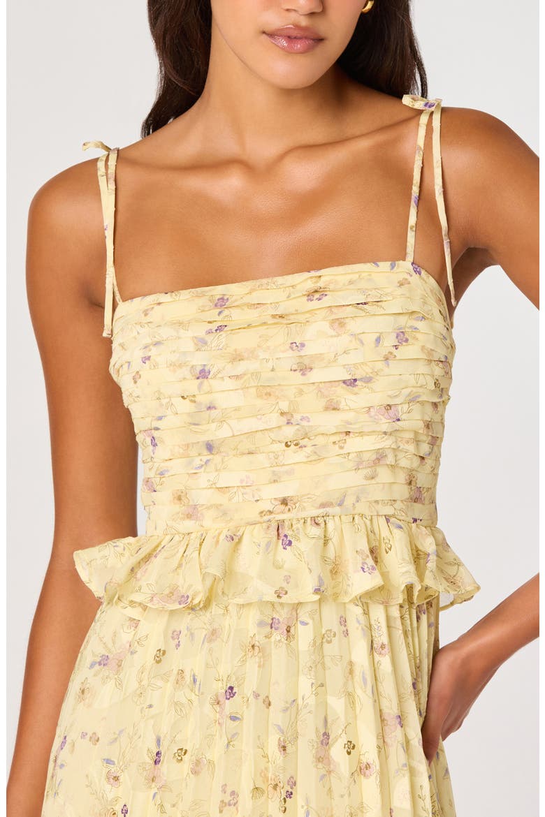 Emerys Metallic Floral Pleated Midi Dress, Alternate, color, YELLOW FLORAL