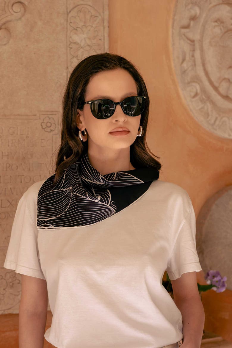 Fior di Loto - Silk Bandana, Alternate, color, Black