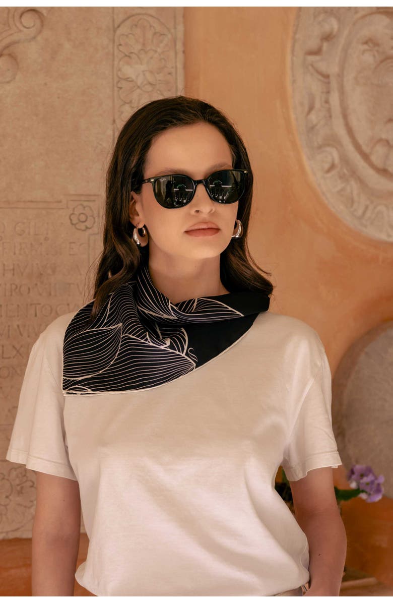 Elizabetta Fior di Loto - Silk Bandana, Alternate, color, Black