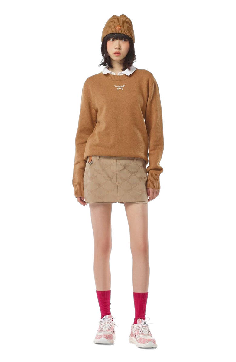 MCM Laurel Sweater in Wool and Recycled Cashmere, Main, color, Cognac