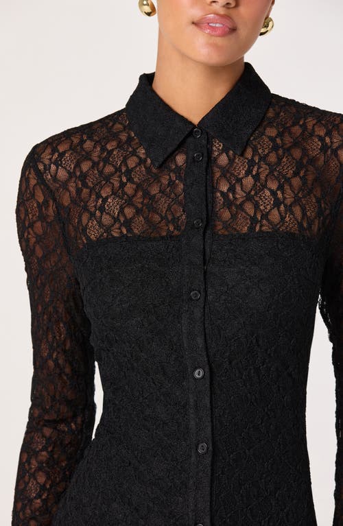 Astr The Label Collared Long Sleeve Lace Shirtdress In Black