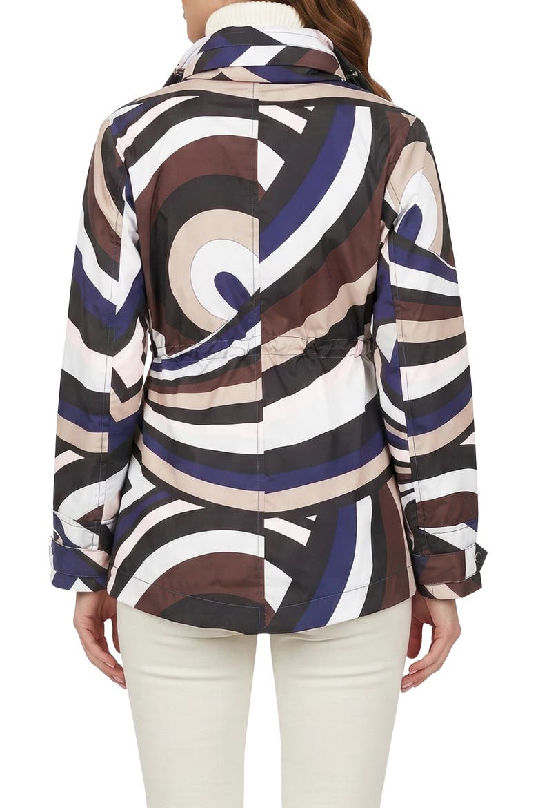Lightweight Printed Jacket, Concealed Hood, Alternate, color, NAVY/BROWN SWIRL
