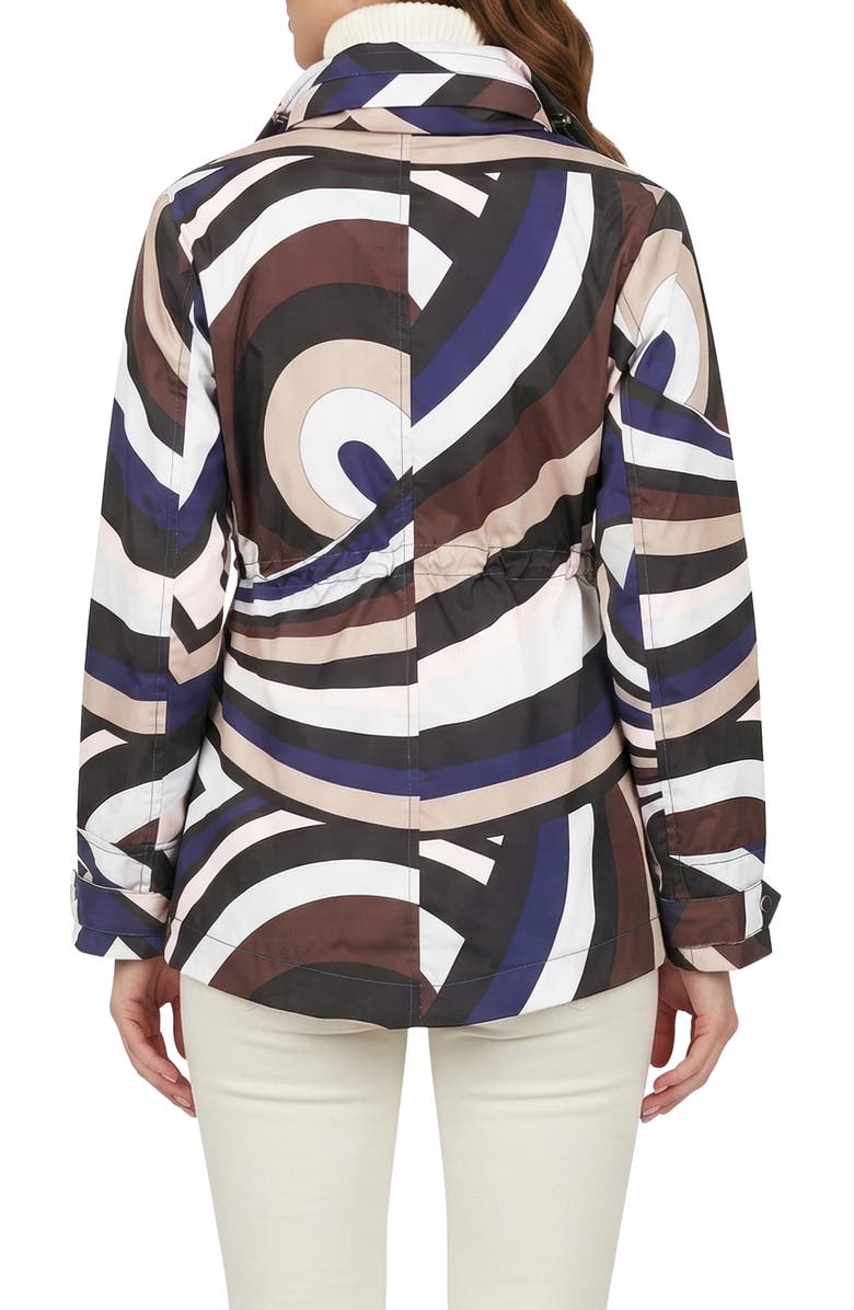 GORSKI Lightweight Printed Jacket, Concealed Hood, Alternate, color, Navy/Brown Swirl
