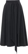 Gizia Asymmetric Gathered High-Waist Midi Skirt