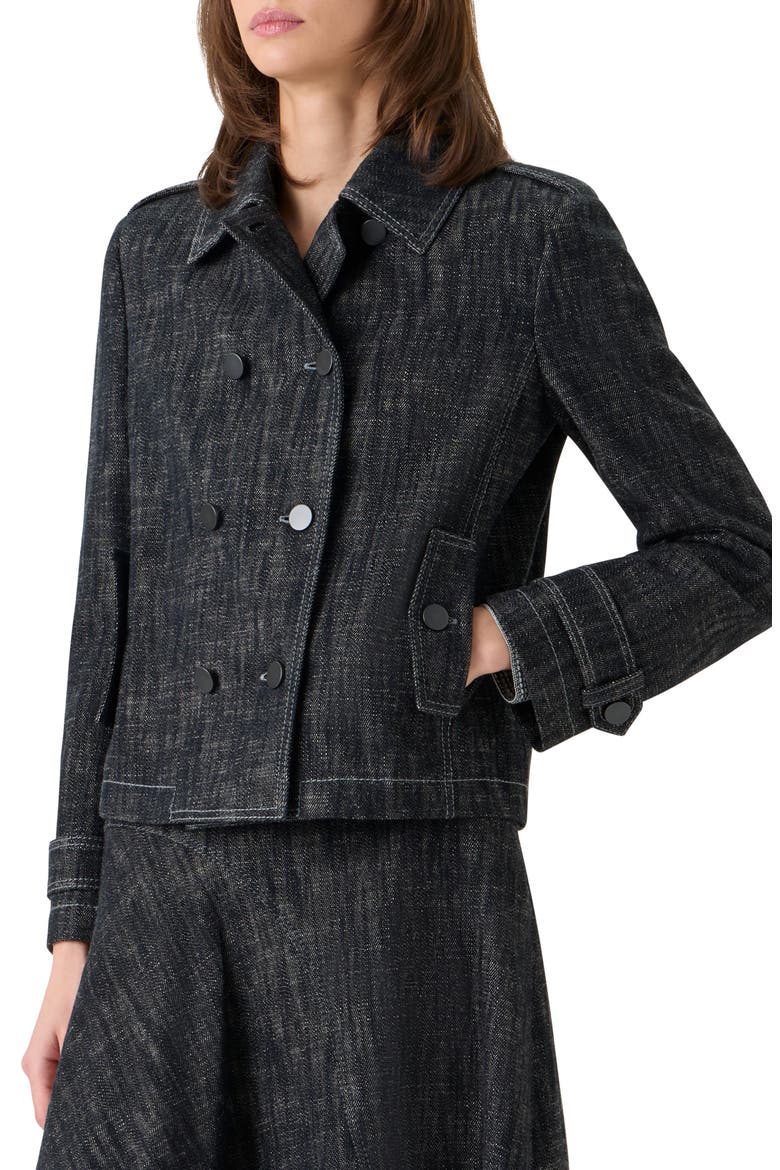Double Breasted Heavyweight Cotton Denim Jacket, Alternate, color, BLACK DENIM