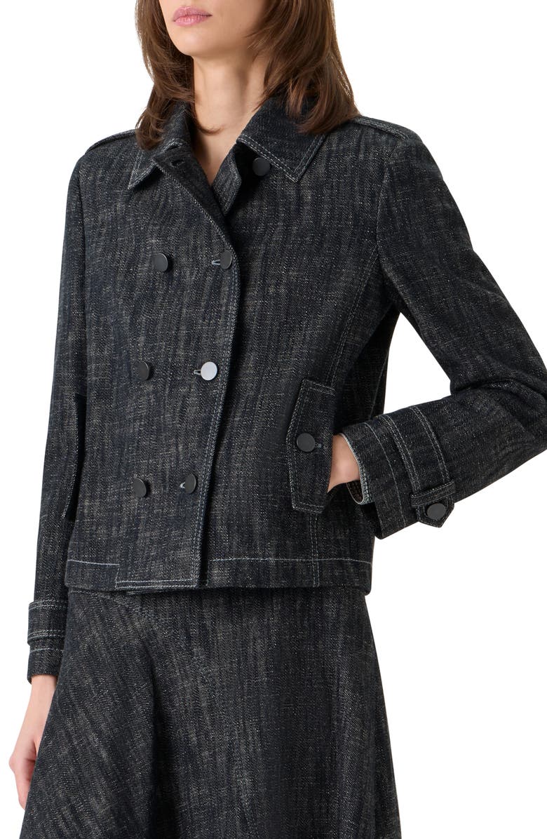 Akris punto Double Breasted Heavyweight Cotton Denim Jacket, Alternate, color, Black Denim
