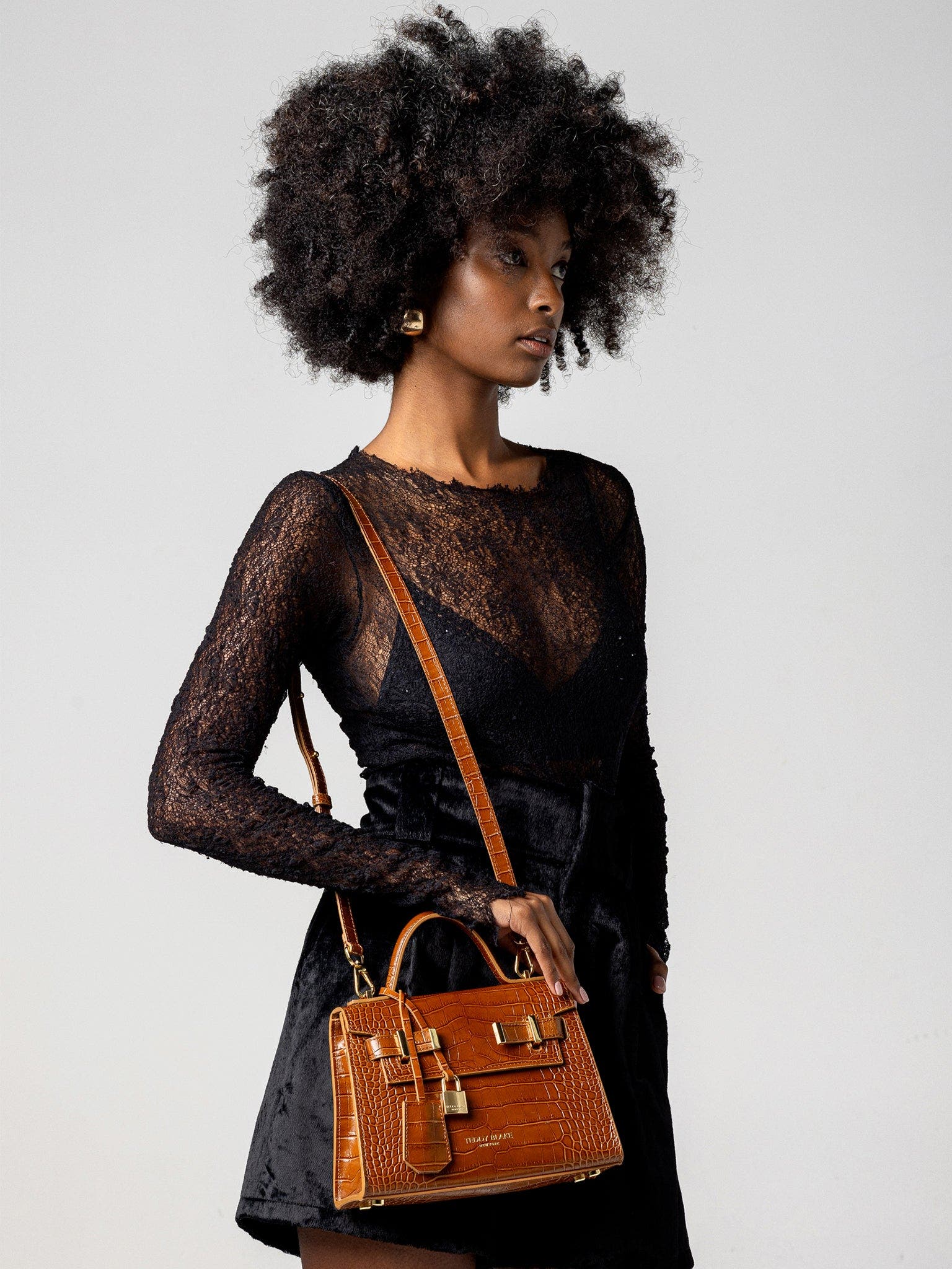 Teddy Blake Ava Croco  9", Alternate, color, Camel Brown