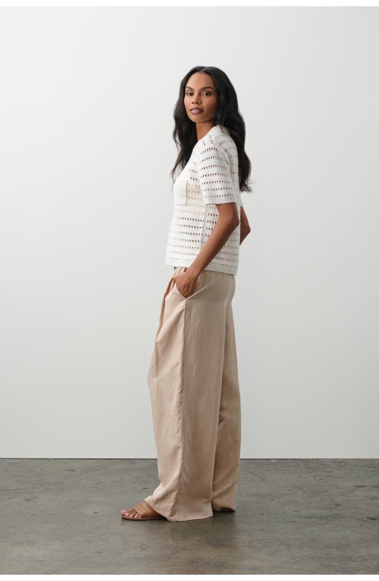 NAKED CASHMERE Yulia Crochet Polo, Alternate, color, Ecru
