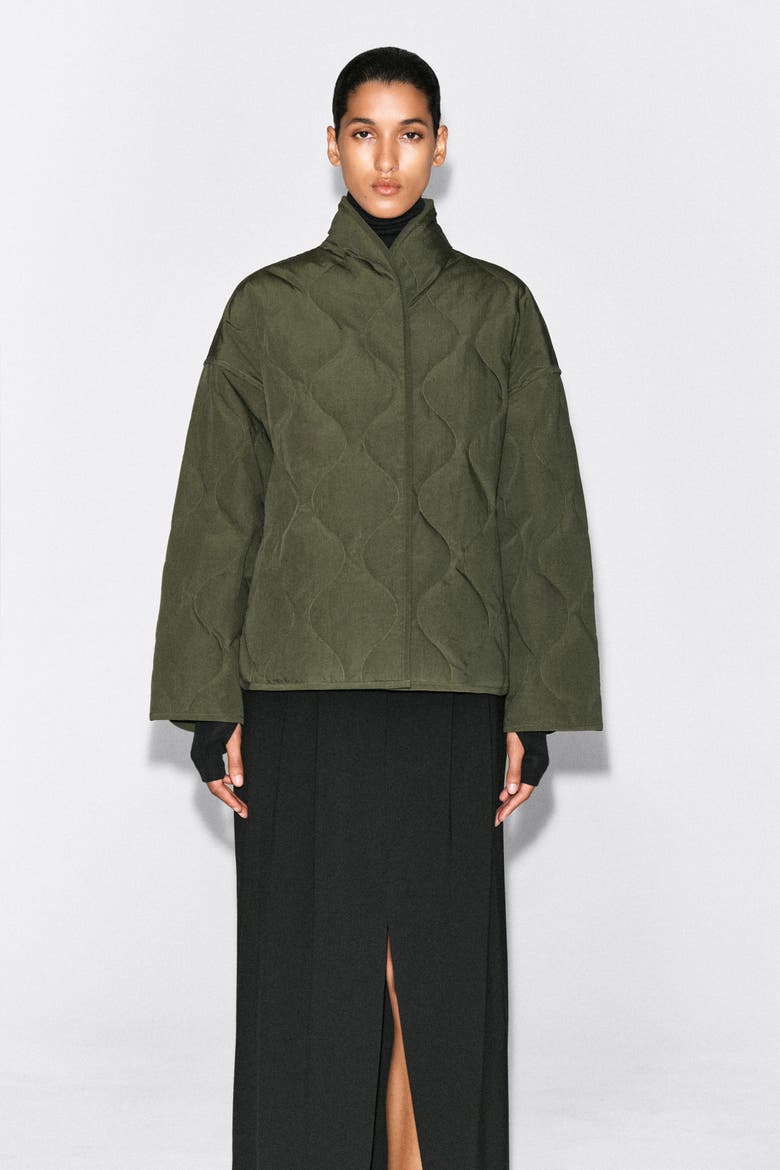 Shawl-collar Quilted Jacket, Alternate, color, KHAKI