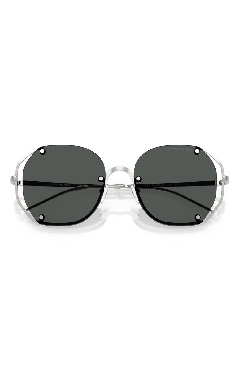 Emporio Armani 54mm Irregular Sunglasses, Alternate, color, Shiny Silver / Dark Grey